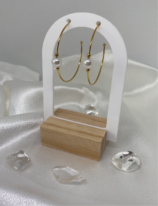 Boucles d'Oreilles Créole Dorées/Perle